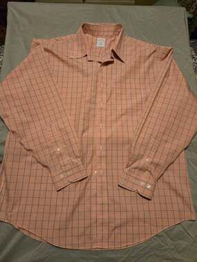 Brooks Brothers "346" Long Sleeve Button Up Mens XL Orange Check Shirt